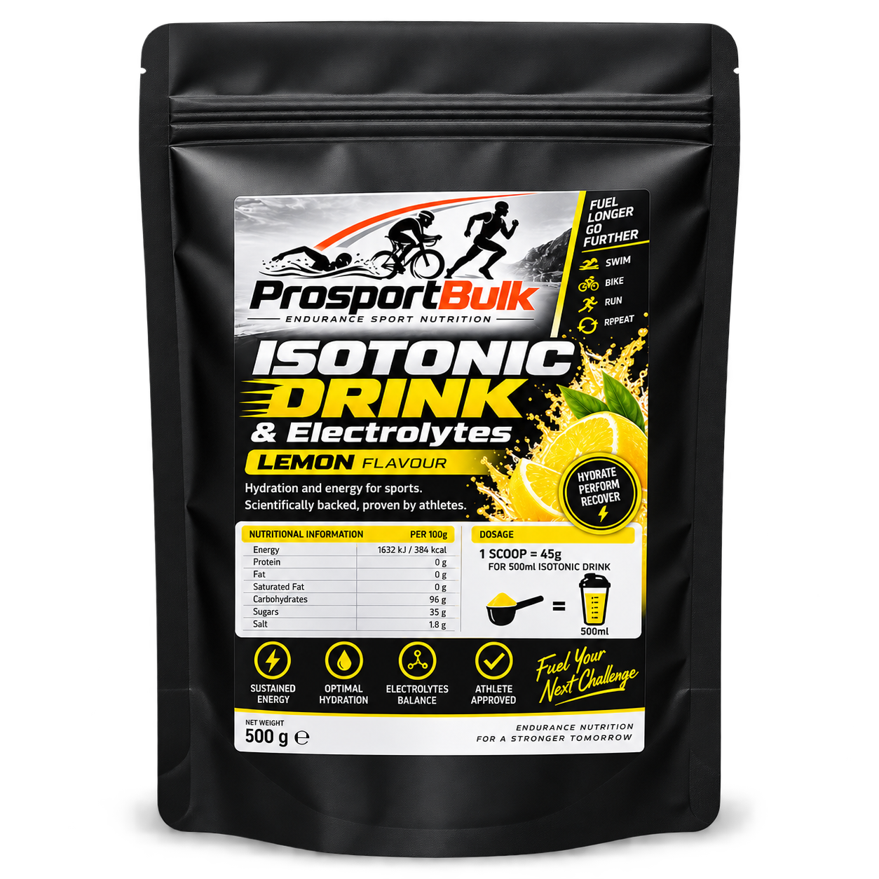 Prosportbulk Isotonic Drink energy and electrolytes lemon